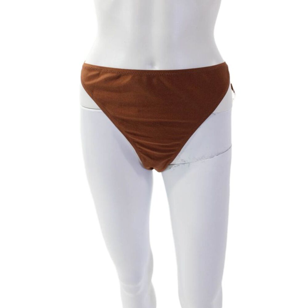 GANNI Womens Shine Swim String Bikini Bottoms - Copper Brown Size 44